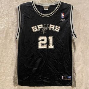 Tim Duncan Shirt Boys XL Black Jersey #21 SanAntonio Spurs Reebok NBA Basketball
